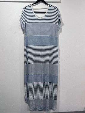 LuLaRoe Navy and White Striped Women’s Maxi Dress short sleeve, size large